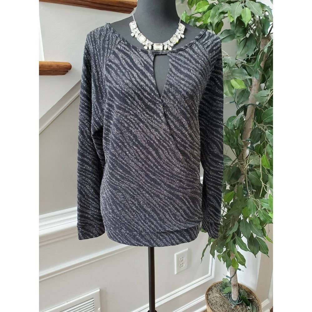Jennifer Lopez Womens Black Nylon Long Sleeve Scoop Neck Casual Top Size X-Large - Picture 11 of 11